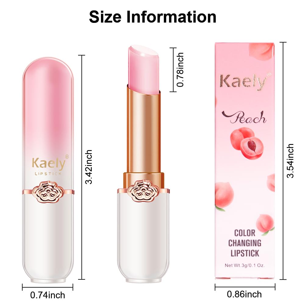 Kaely 3Pcs Peach Strawberry Blueberry Hydrating Lipstick Tinted Lip Balm, Color Changing PH Lipstick Makeup, Korean Magic Lip Stain Long Lasting Waterproof, labiales magicos 24 horas originales