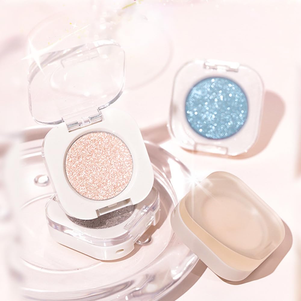 Nude Glitter Eyeshadow Palette for Women, Single Monochrome Eye Shadow Makeup, Shiny Pressed Powder, Blendable Natural sombras para ojos, Holographic,Vegan,Travel -10