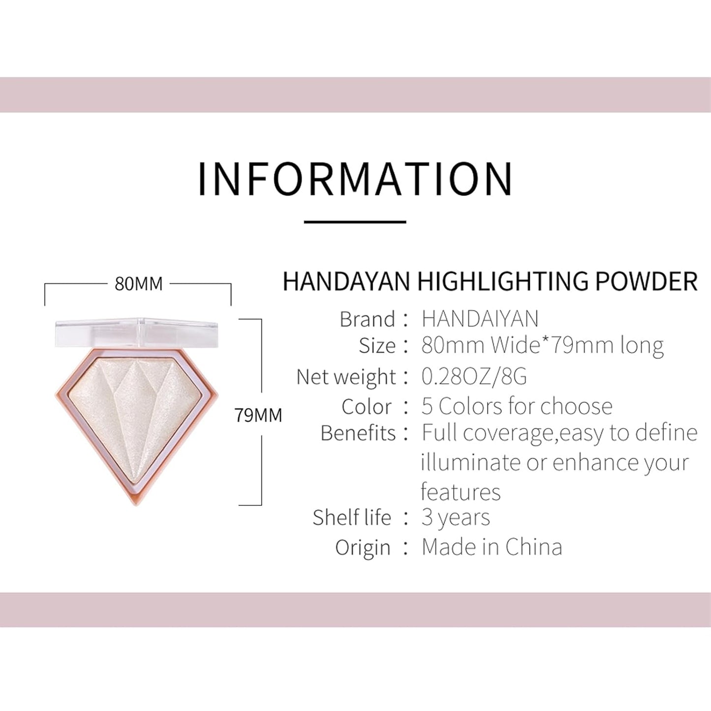 Face Highlighter Luminizers Highlighter powder Translucent Setting Powder High Definition Powder for All Skin Types and Skin Tones(N02)