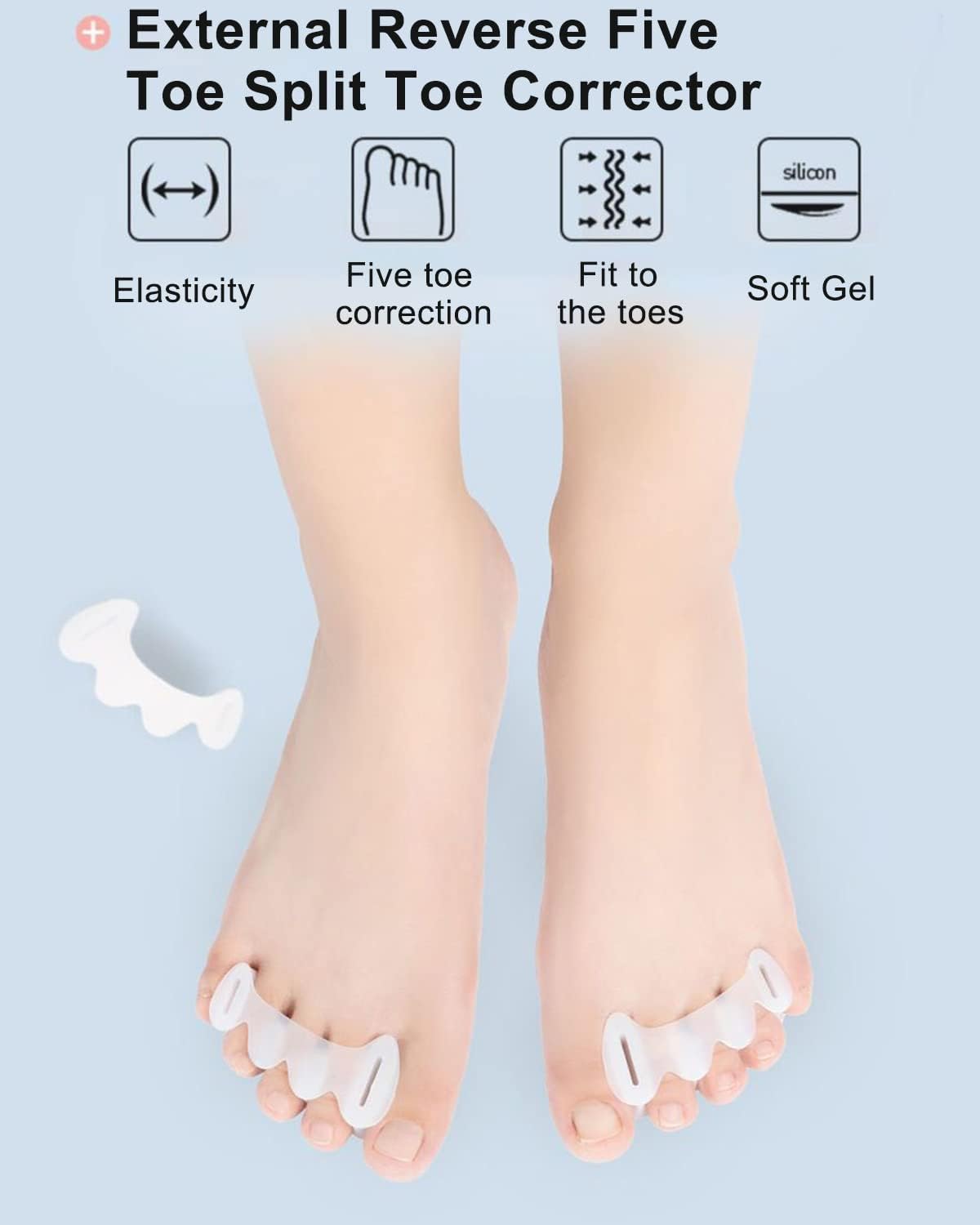 2Pairs Toe Separators Toe Spacers for Women Men to Correct Bunion, Relieve Feet Pain, Foot Alignment, Toe Straighteners for Hammertoes, Plantar Fasciitis (S, Women Shoe Size: 5-9, Men: 6-7)