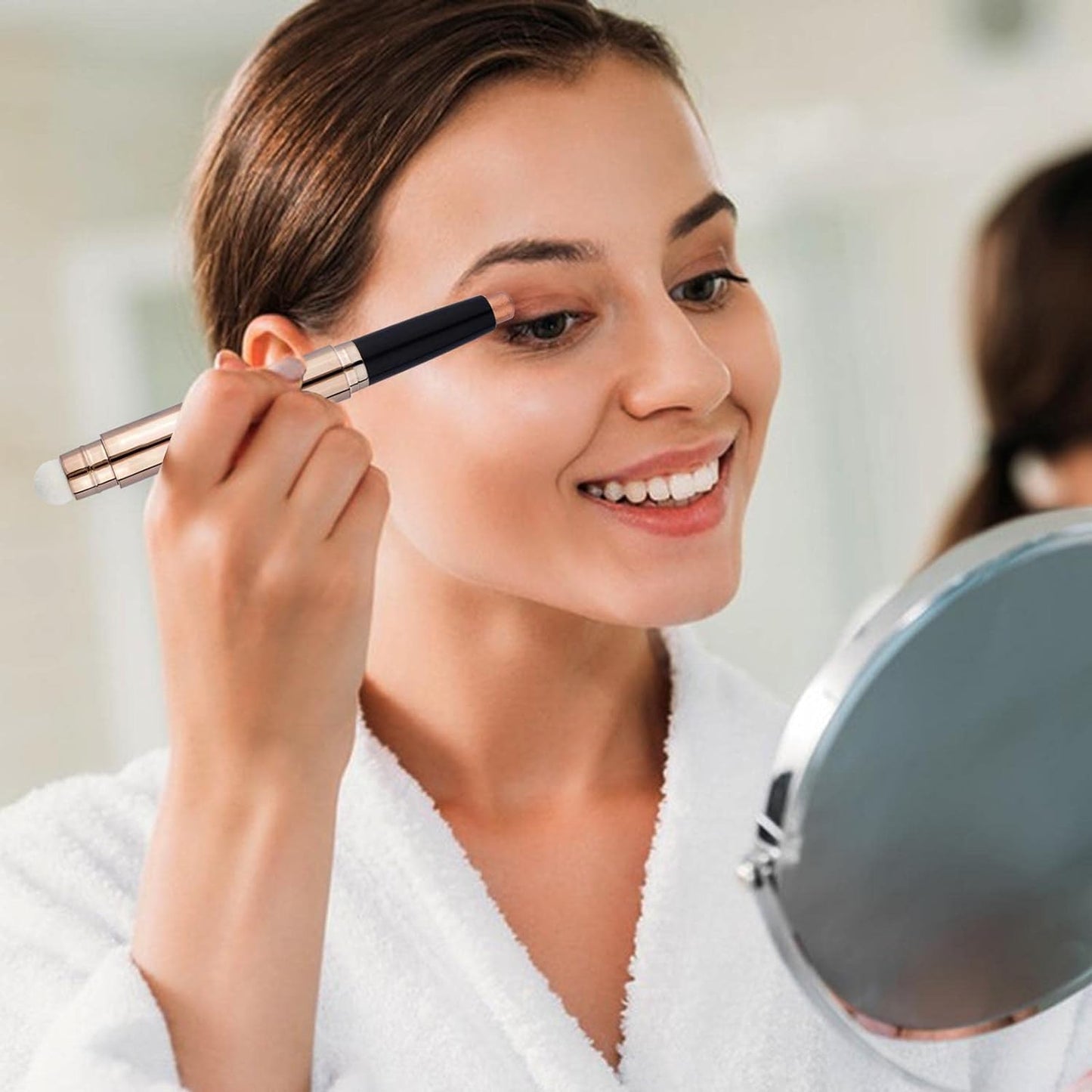 Matte Brown Eyeshadow Stick And Sponge Makeup Brush, Smooth Cream Shimmer Shadow Pencil Long Lasting Waterproof Eye Shadow Highlighter, Hypoallergenic Highlighter Multi-Dimensional Eyes Look #17