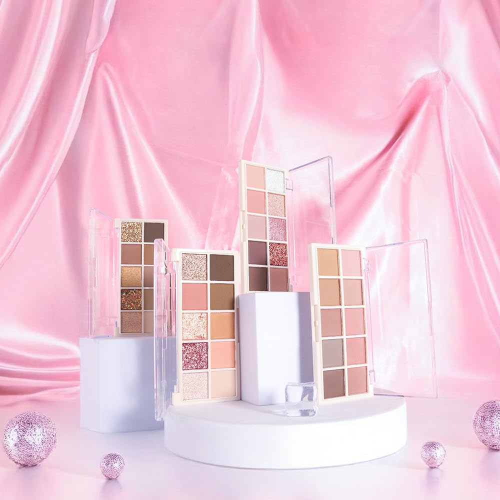 Ten Color Pink Brown Series Matte Eyeshadow Makeup Palette, High-Pigment Eye Shadow, Smooth & Blendable, Everyday Velvety Matte Finish Eye Makeup Looks Box, Vegan & Cruelty-Free, 0.35 Oz 04#