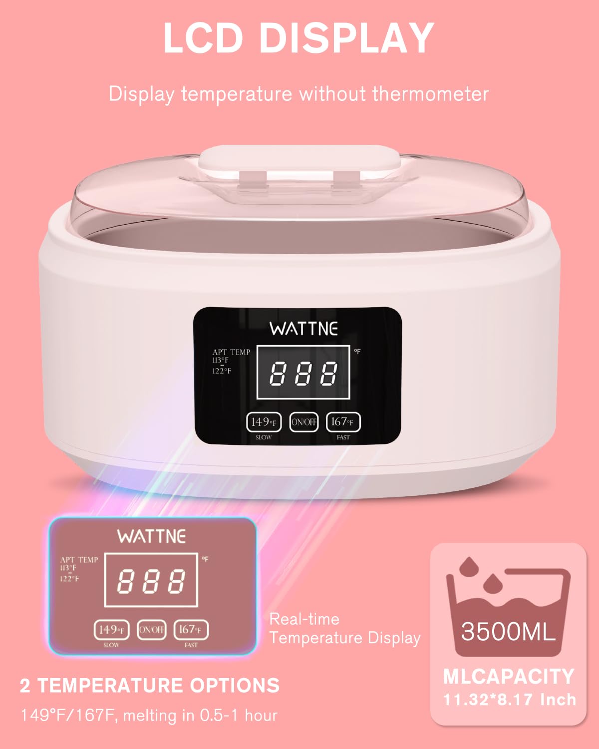 Paraffin Wax Machine for Hand and Feet -Paraffin Wax Warmer Moisturizing Kit Auto-time and Keep Warm Paraffin Hand Wax Machine for Arthritis (Pink)