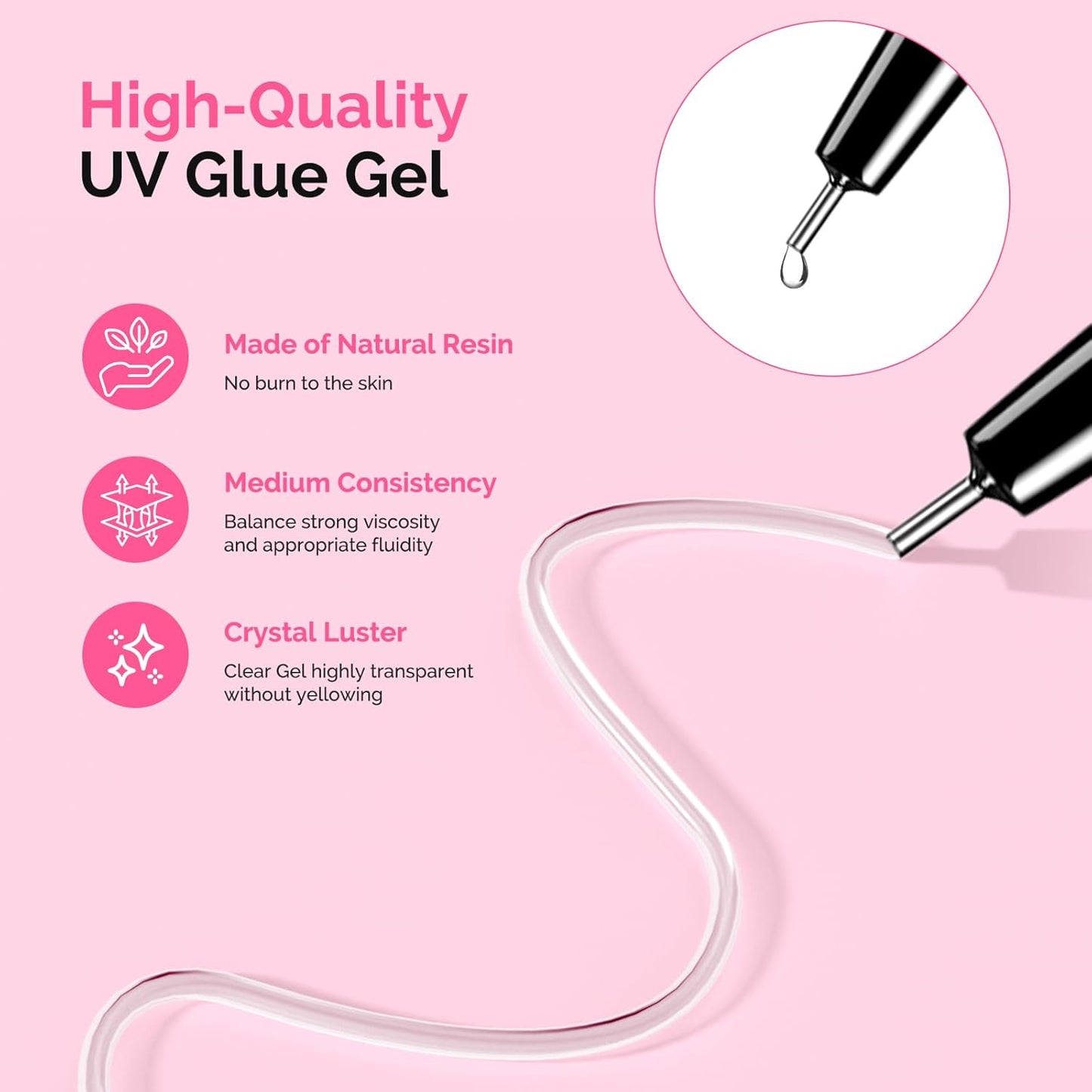 MelodySusie 15g Pinpoint Nail Rhinestone Glue for Nails Super Strong Gel for Nail Charms Gems 3D Nail Gel UV Nail Glue for Nail Art Design Nail Chrome