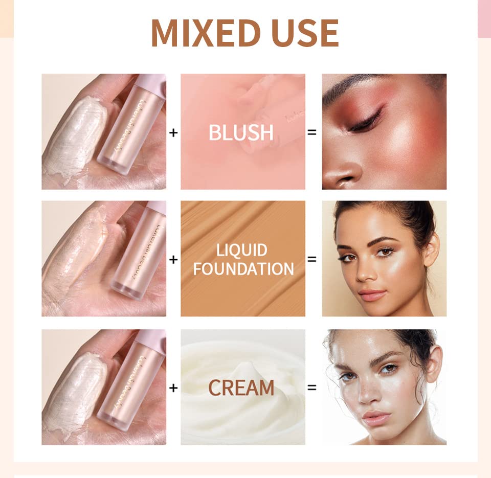 UNYOKE Liquid Highlighter, Highlighter makeup Stick,Makeup Highlighter Face Illuminator, Beauty Glow Highlight Body Shimmer, Waterproof Smooth Cream Highlighter, Longlasting Liquid Highlighter, Body Highlighter.-04#