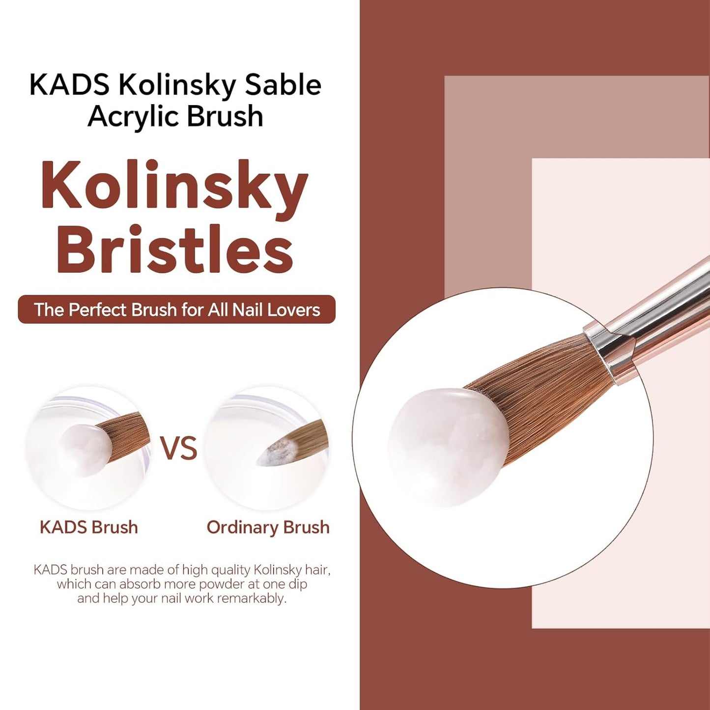 KADS Acrylic Nail Brush with Penholder Nail Brush for Acrylic Application-Oval Shaped Powder Nail Design Tools for Professional Manicure DIY Home Salon (14#)