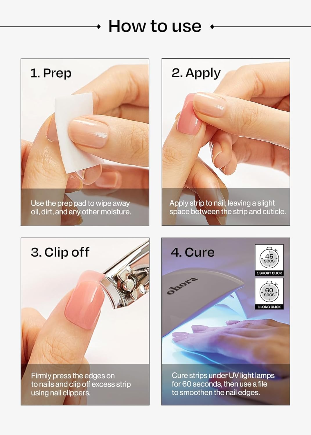 ohora Semi Cured Gel Nail Strips (N Pink Mermaid) - Hologram, Pattern, Works with Any UV/LED Lamps, Salon-Quality, Long Lasting, Easy to Apply & Remove - Includes 2 Prep Pads, Nail File & Wooden Stick