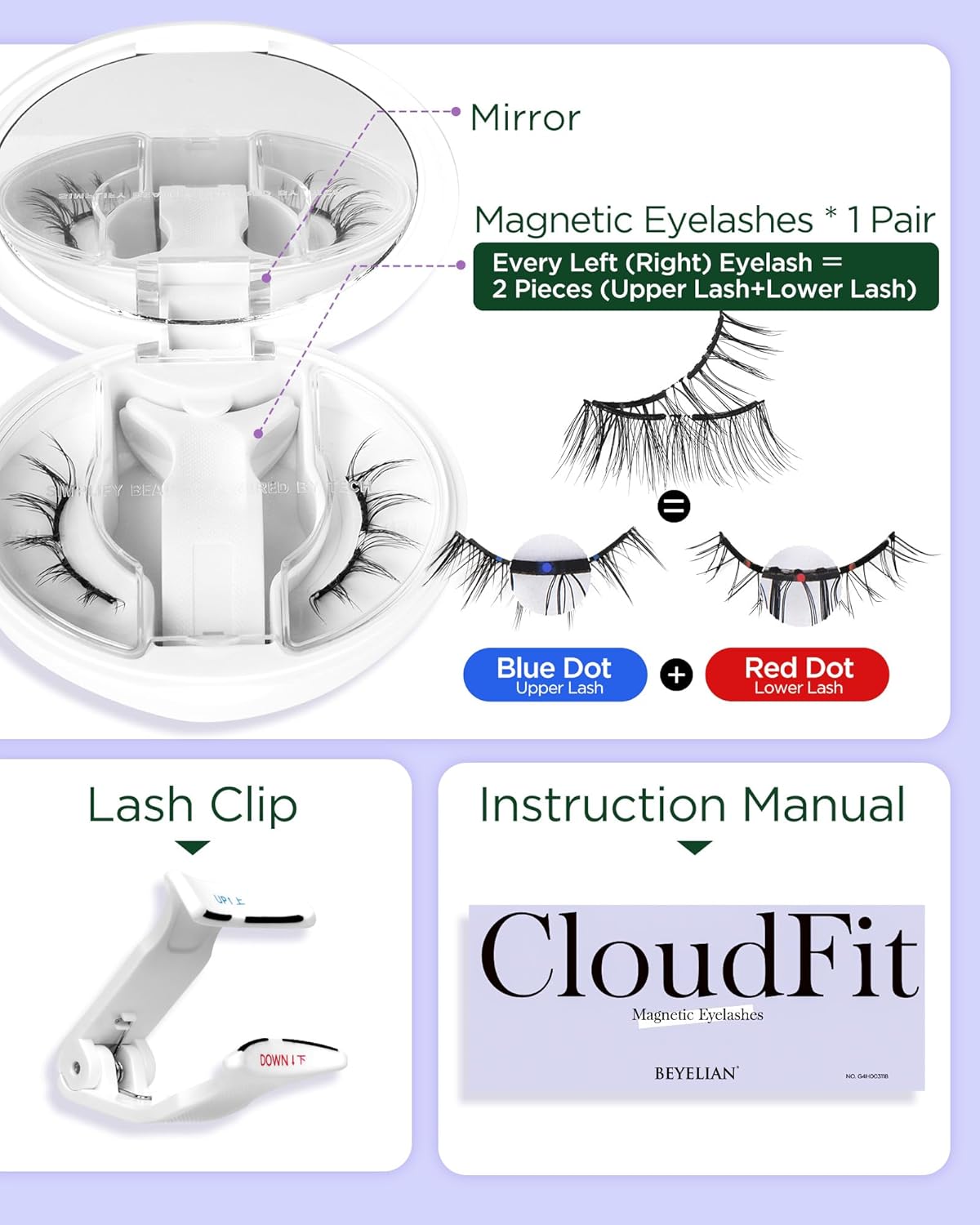 BEYELIAN Portable Magnetic Eyelashes with Applicator Kit All-In-One Box, Upgrade Soft Reusable Magnetic Lashes, No Glue Needed False Eyelashes for Eye (Lightweight & Comfortable)