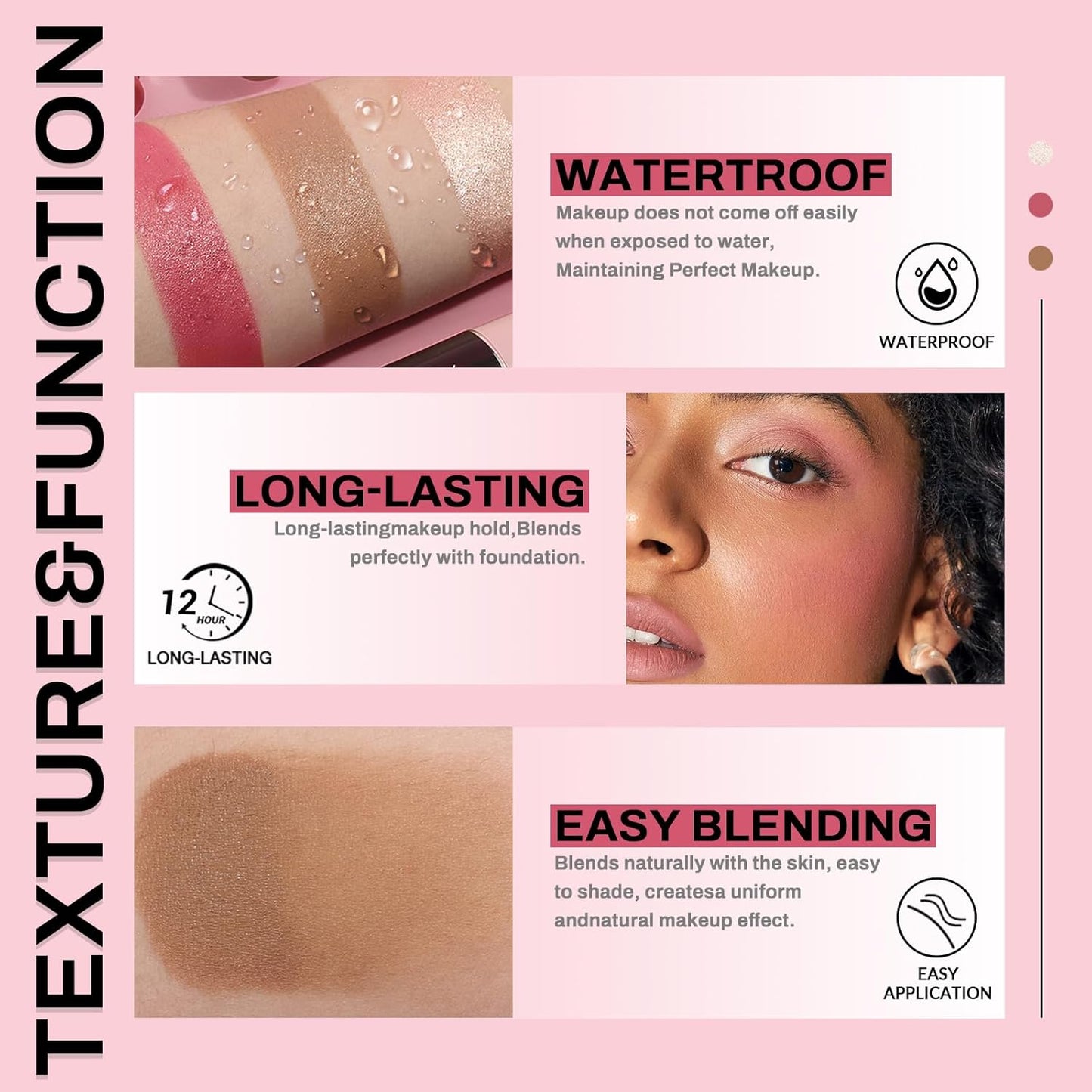 Face Contour Stick Set, Highlighter Stick & Bronzer Stick & Cream Blush Stick for Cheek Lip Tint, Long Lasting Blendable Lightweight Smooth Sculpted Face Stick Natural Dewy Makeup for All Skin