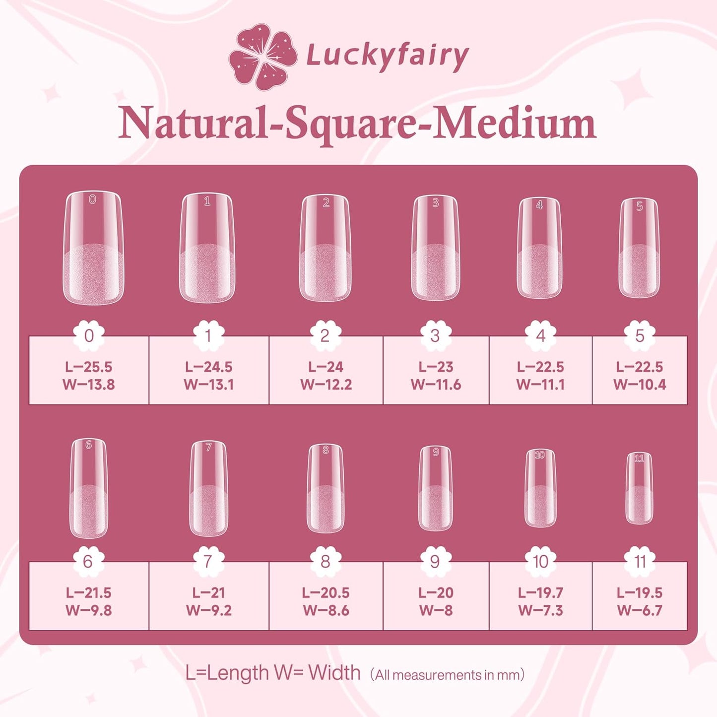 Nail Tips Square: 504pcs Pre-etched Square Press on Nails Clear Full Cover Fake Nails for French Nail Extension Salon Home DIY 12 Sizes Gel Tips