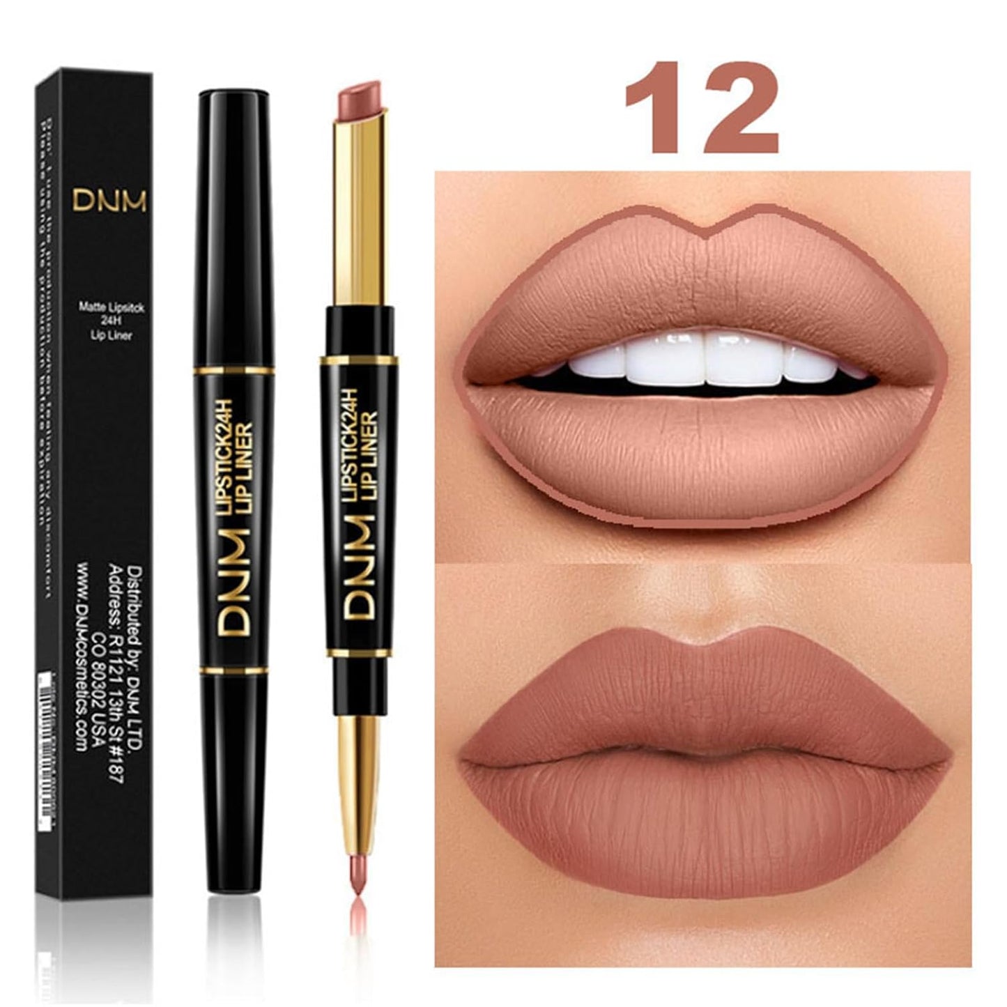 PHOERA Foundation Full Coverage,3Pcs Lip Liner and Lipstick Set Chestnut Nude Brown for Matte Finish, PHOERA Makeup Wrinkles Matte Natural Finish for a Flawless Complexion(101- Porcelain+Lip SetA)