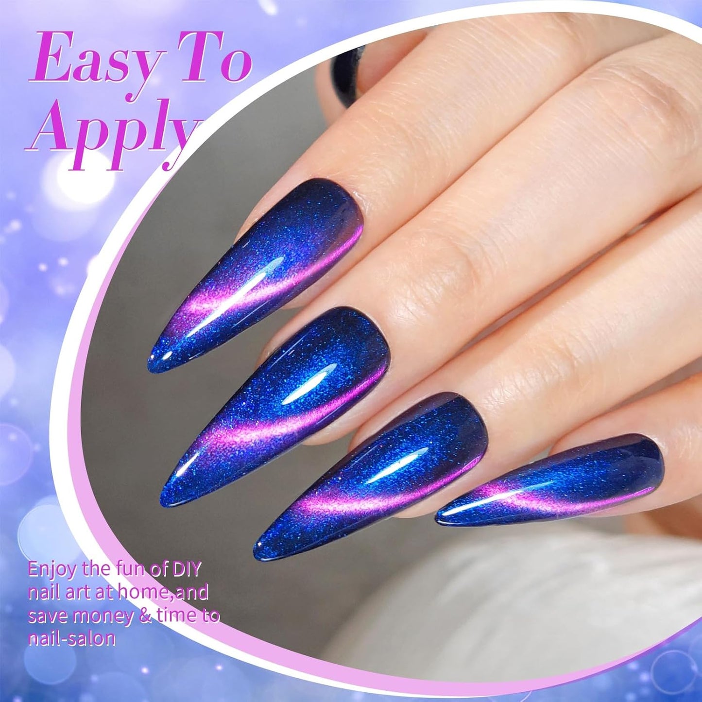 BORN PRETTY Cat Magnetic Eye Gel Nail Polish,Firefly Magnetic Gel Polish Blueberry Cat Magnetic Eye Gel Manicure Nail Art DIY 15ml