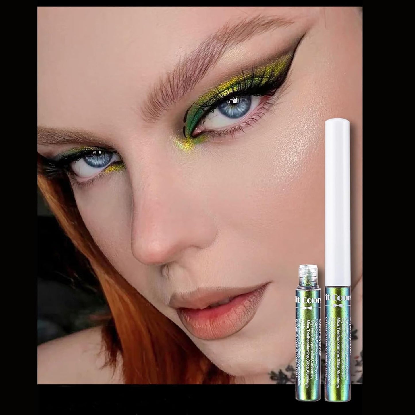 Corlo Glitter liquid eyeliner waterproof, Metallic Intense Color Shifting Colorful Gold Eyeliner, Eyeliner Gel MultiColor Highly Pigmented Gift Kit for Women and Girls (01)