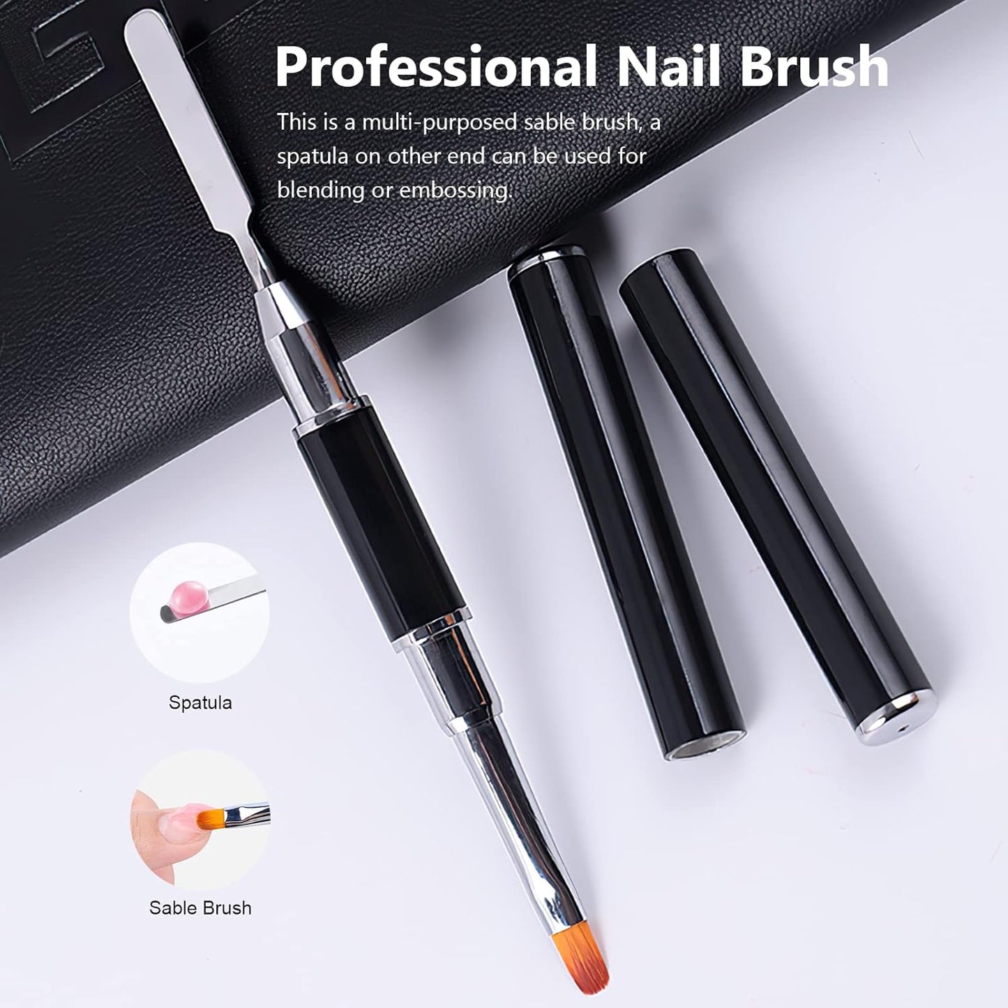 X&D Gel Nail Polish Kit - UV Polygel 2 Bottles Quick Dry 100g Natural Clear Color Nail Extension with Nail Forms, File, Acrylic Brush (Transparent & Nude Pink)