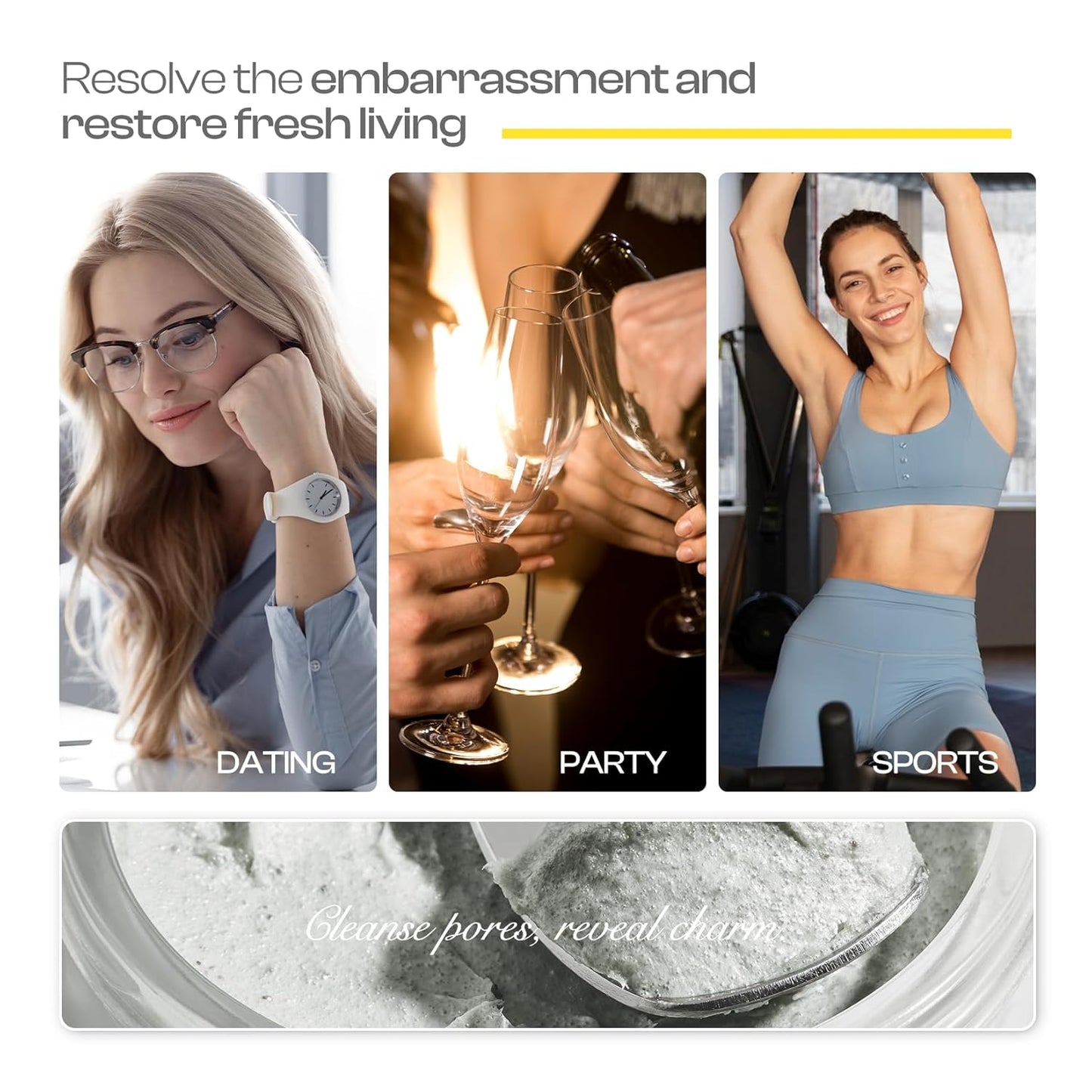 Coconut Charcoal Underarm Detox Scrub: Armpit Detox Exfoliating Nourishing for Natural Eliminate Odor Vegan Gentle for Sensitive Skin