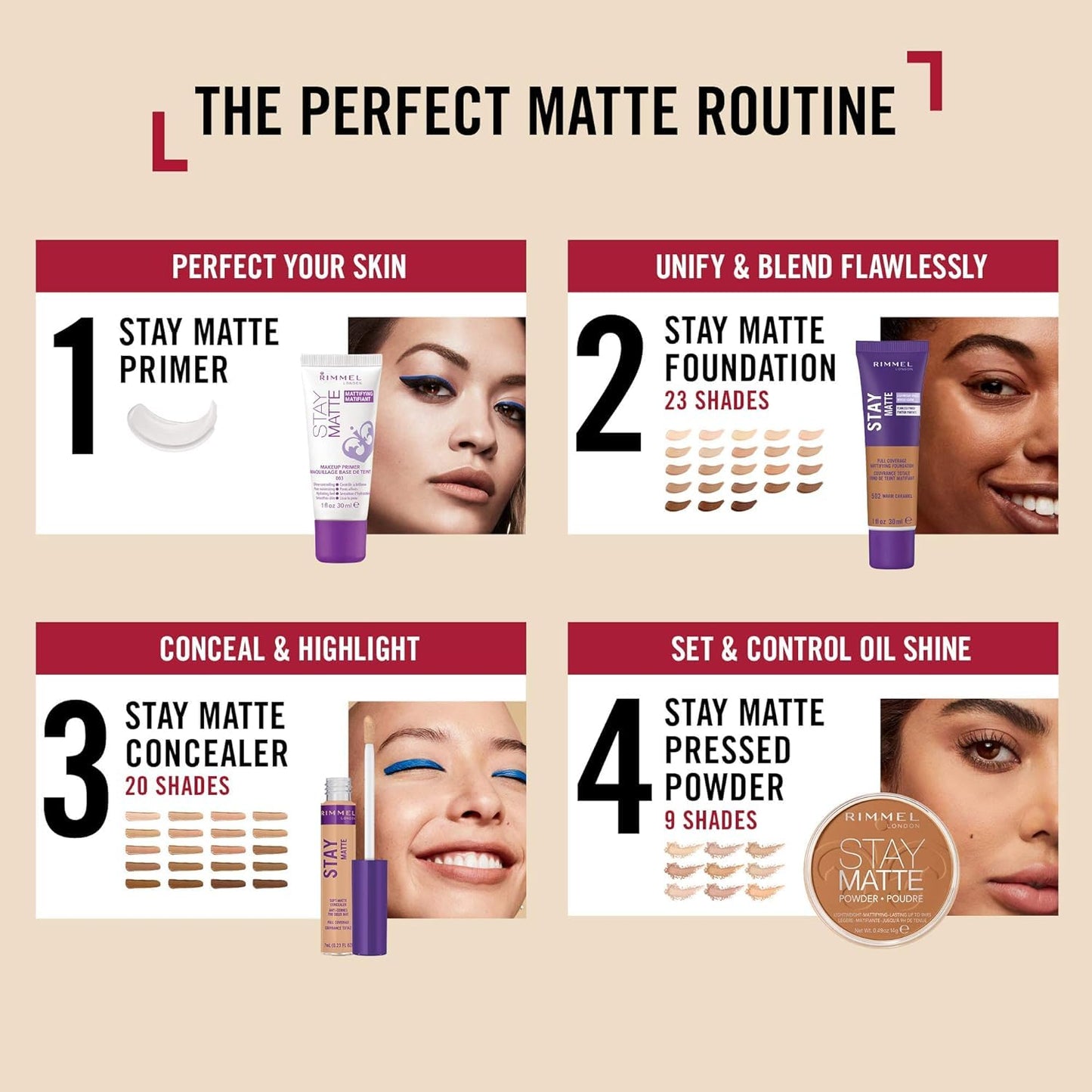 Rimmel London Stay Matte - 232 Warm Ivory - Concealer, 24-Hour Wear, Shine Control, Fights Free Radicals, 0.23oz
