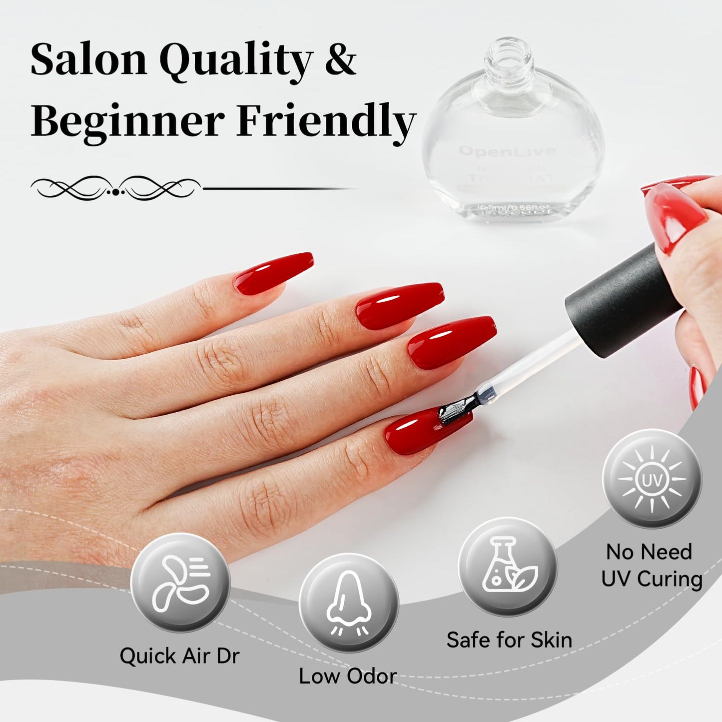 16.5ml Top Coat Clear Nail Polish, Quick Dry High Gloss Shine Large Volume Top Coat, Long Wear and Scratch Resistant for Women Salon DIY Nail Art