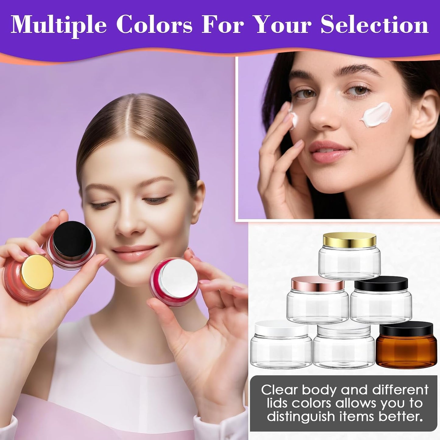 36 Pack 5 oz Plastic Cosmetic Containers With Lids Refillable Clear Empty Travle Jars Containers for Body Butter,Sugar Scrubs,Cream,Lotions,Candy, Waterproof Label&Spatulas - (Gold)