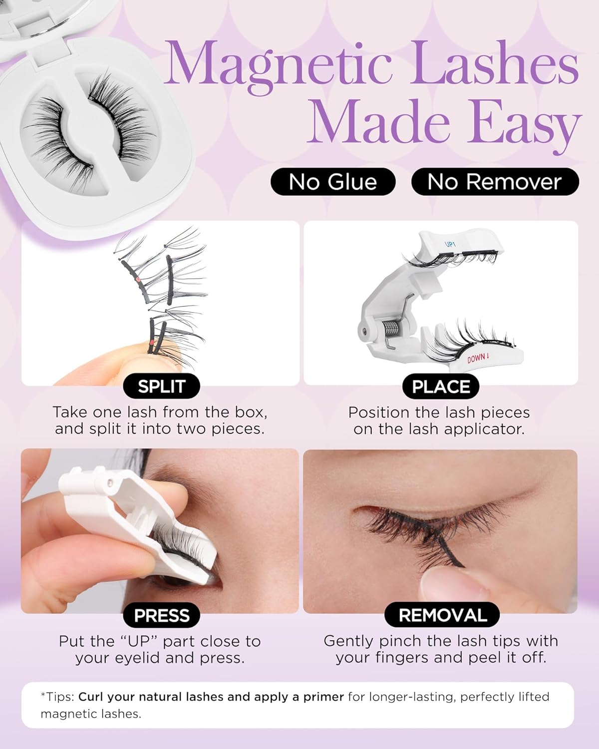 BEYELIAN Magnetic Eyelashes with Applicator Kit, Reusable Natural Look False Lashes, No Glue Needed Soft Magnetic Lashes for Eye Magnetic-102 (Lightweight & Comfortable)