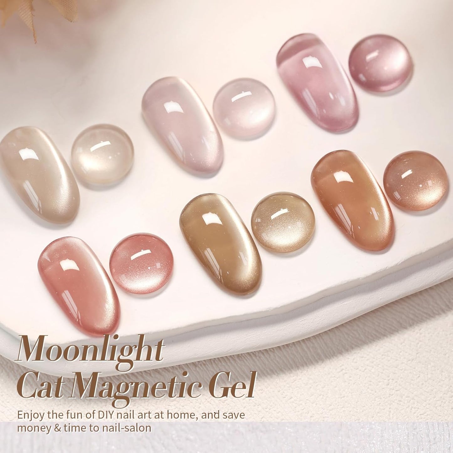 Born Pretty Cat Magnetic Eye Gel Nail Polish Cat Magnetic Shimmer Glitter Holographic Nail Polish Autumn Winter Moonlight Nude Brown Pink Purple 7ML 6PCS