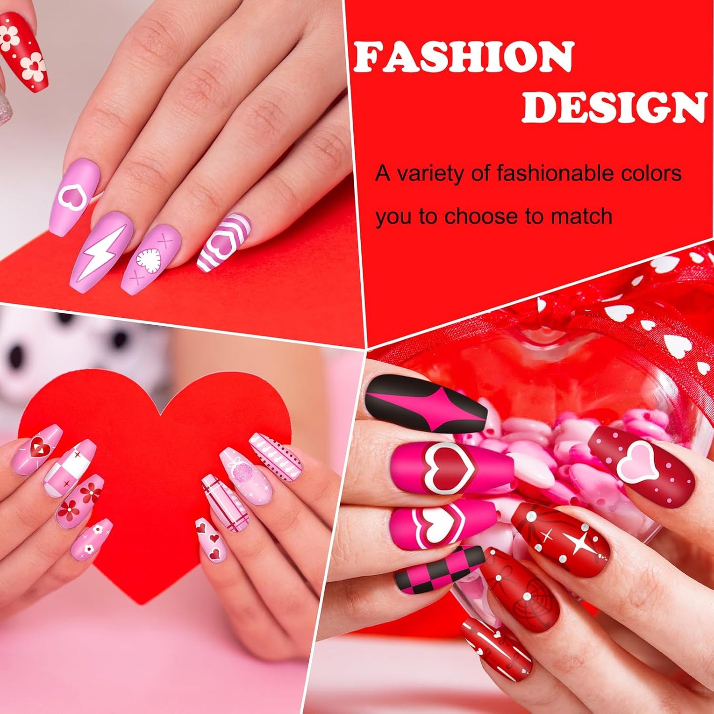 Whaline 6Pcs Happy Valentine Nail Plates Stamping Set Love Heart Stamp Templates Nail Art Plates for DIY Print Manicure Salon Design