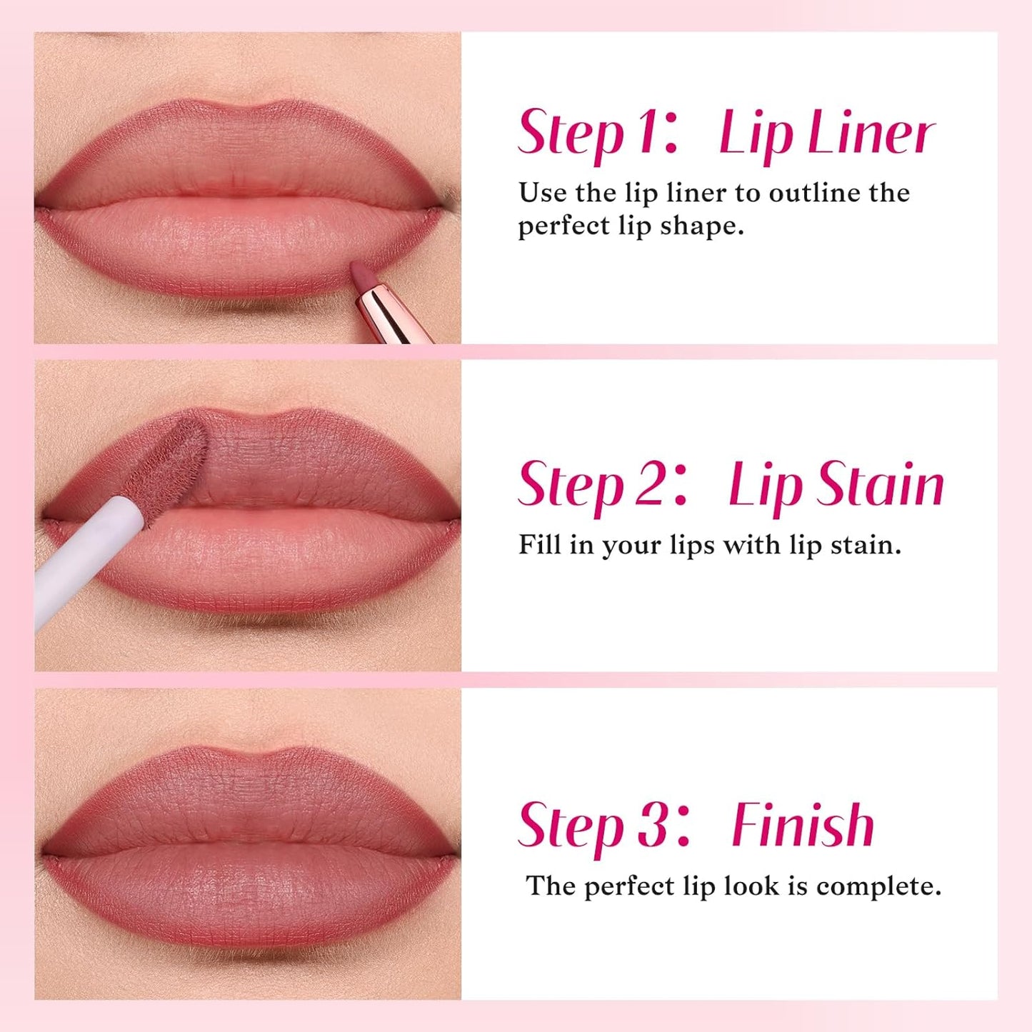 2-IN-1 Lip Liner and Lip Stain, High Pigmented Long Lasting Velvet Lip Tint, Well-Defined Lipliner, Weightless Waterproof Not Animal Tested, Matte Finish Makeup