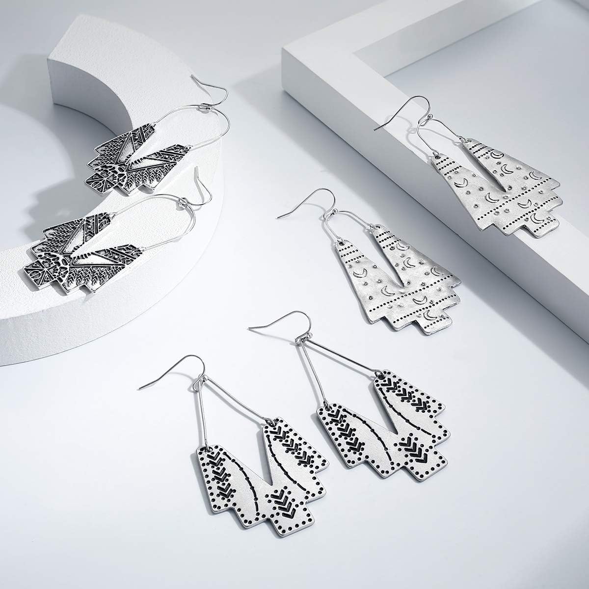 Zealmer Gold Geometric Earrings Statement Vintage Boho Ethnic Earrings Hollow Out Fan Shape Dangle Drop Earrings for Women Birthday Christmas Valentines Day Gift