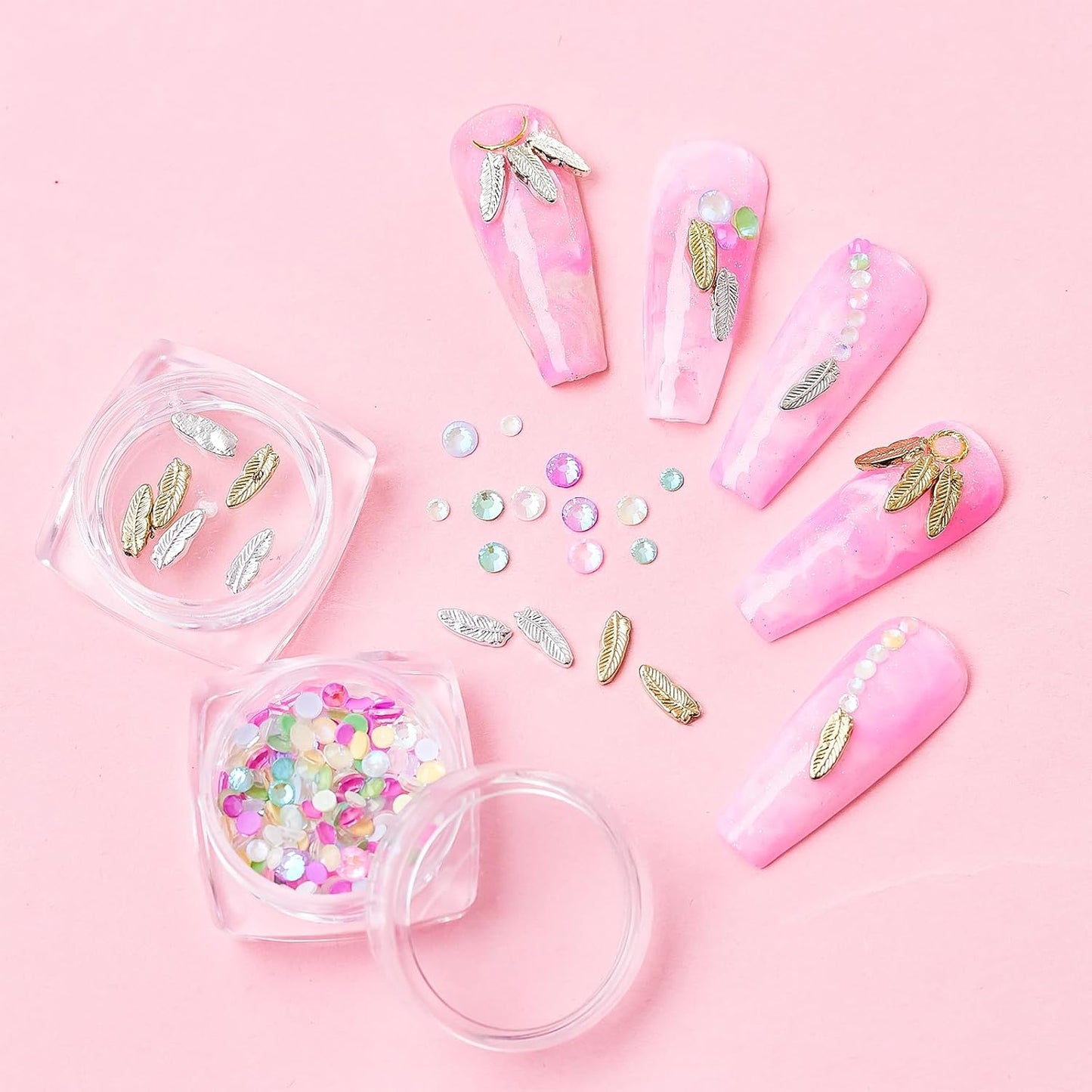 Makartt Nail Decorating Kit Including Designer Nail Stickers, Vivid and Vibrant Colorful Nails Rhinestones DIY Accessories for Nails Art and Salon