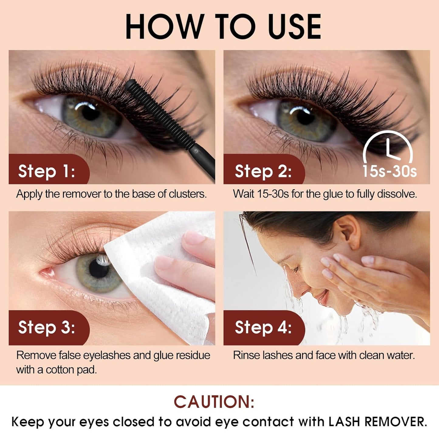 Deep Cleansing Cluster Lash Remover, Eyelash Glue Remover for Individual False Lashes, 15s Fast Removal, Safe Ingredients, Cruelty-Free, 0.17 fl oz