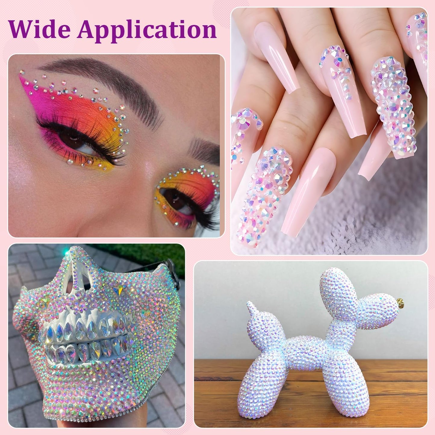 30000Pcs Resin Rhinestones for Bedazzling with Tweezers, White AB Rhinestones for Crafting with B7000 Jewelry Glue for DIY Crafts Clothing Tumblers Shoes Fabric Nail Art