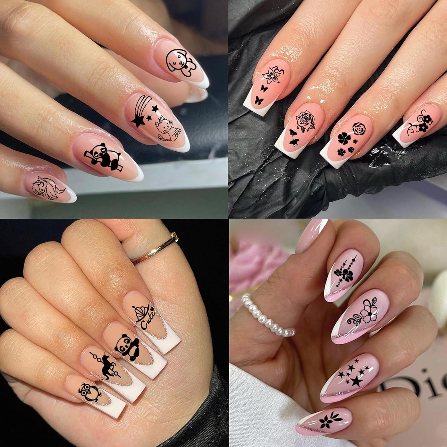 2pcs Floral Animal Series Nail Stamping Plates Template Plants Unicorn Nail Stamp Plates Cute Cat Panda Fox Manicure Image Stamper Plate Flowers Stainless Steel Nail Art Stencil