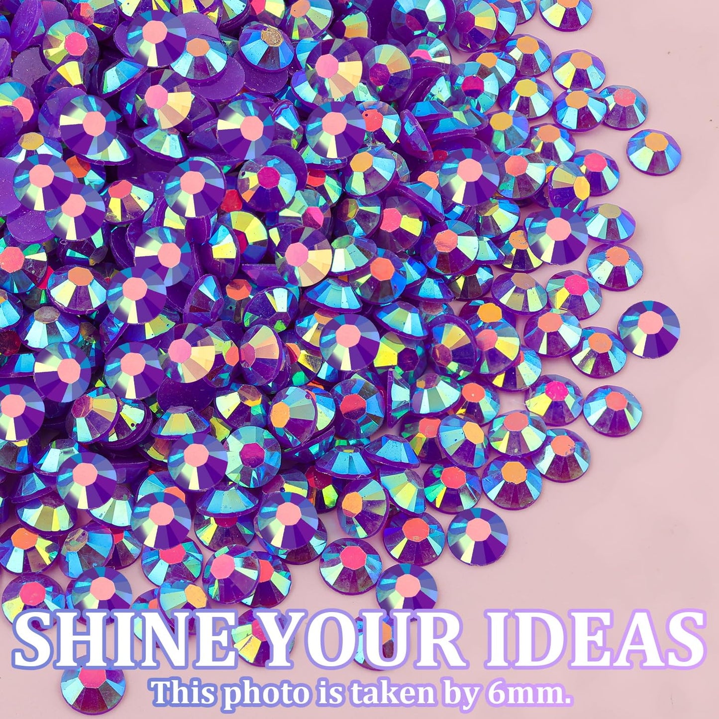 25000Pcs Resin Jelly Rhinestones for Crafting, Dark Purple AB 2-6mm Mixed Sizes Non Hotfix Flatback Gems, Bedazzling Crystal for DIY Crafts Clothing Tumblers Mugs Shoes Fabric Nail Art