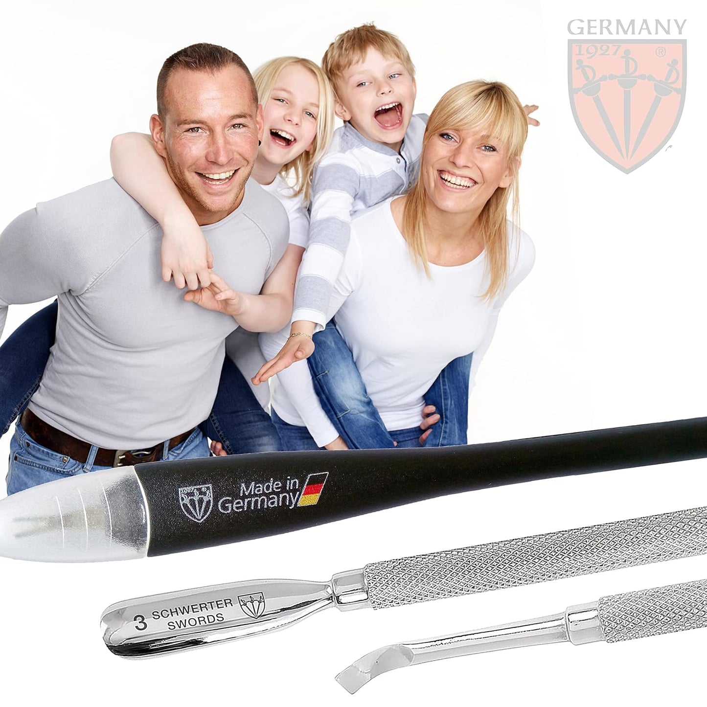3 Swords Germany - Brand Quality Cuticle Knife Trimmer Remover Cutter (1pc.) and Cuticle Pusher Scratcher (1 pc.) Made in Germany