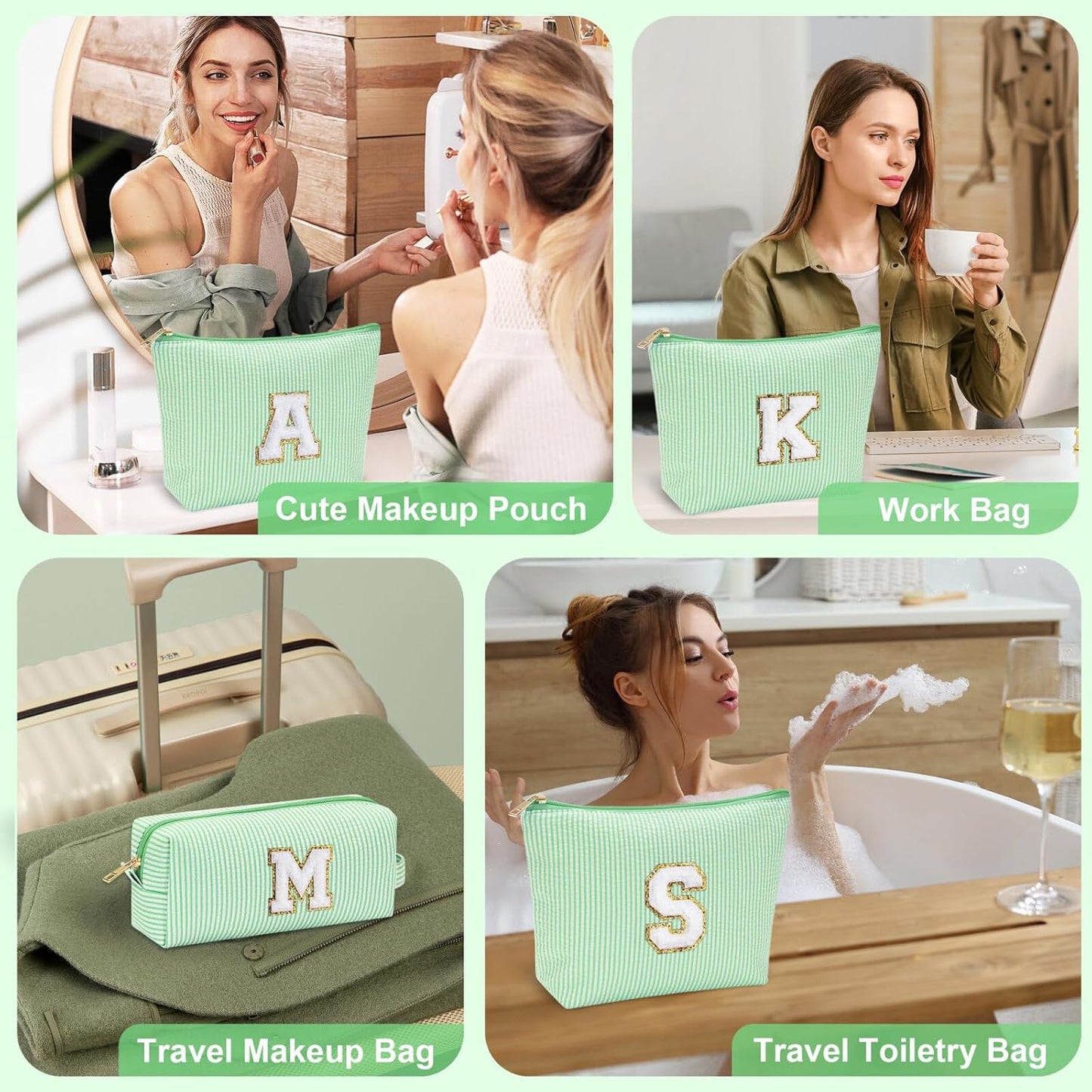 YOOLIFE Gifts for Women Her, Makeup Bag Make Up Bag Pouch Cosmetics Organizer Bag Cute Makeup Bag Skincare Bag Personalized Best Friend Wife Birthday Gift Graduate Gifts for Her V