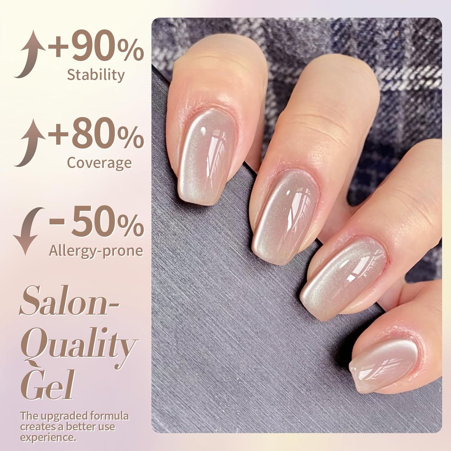 Born Pretty Cat Magnetic Eye Gel Nail Polish, Nude Moonlight Cat Magnetic Gel, Glass Shiny Effect Nude Soak Off Nail Art Salon Manicure Home Gift 15ml