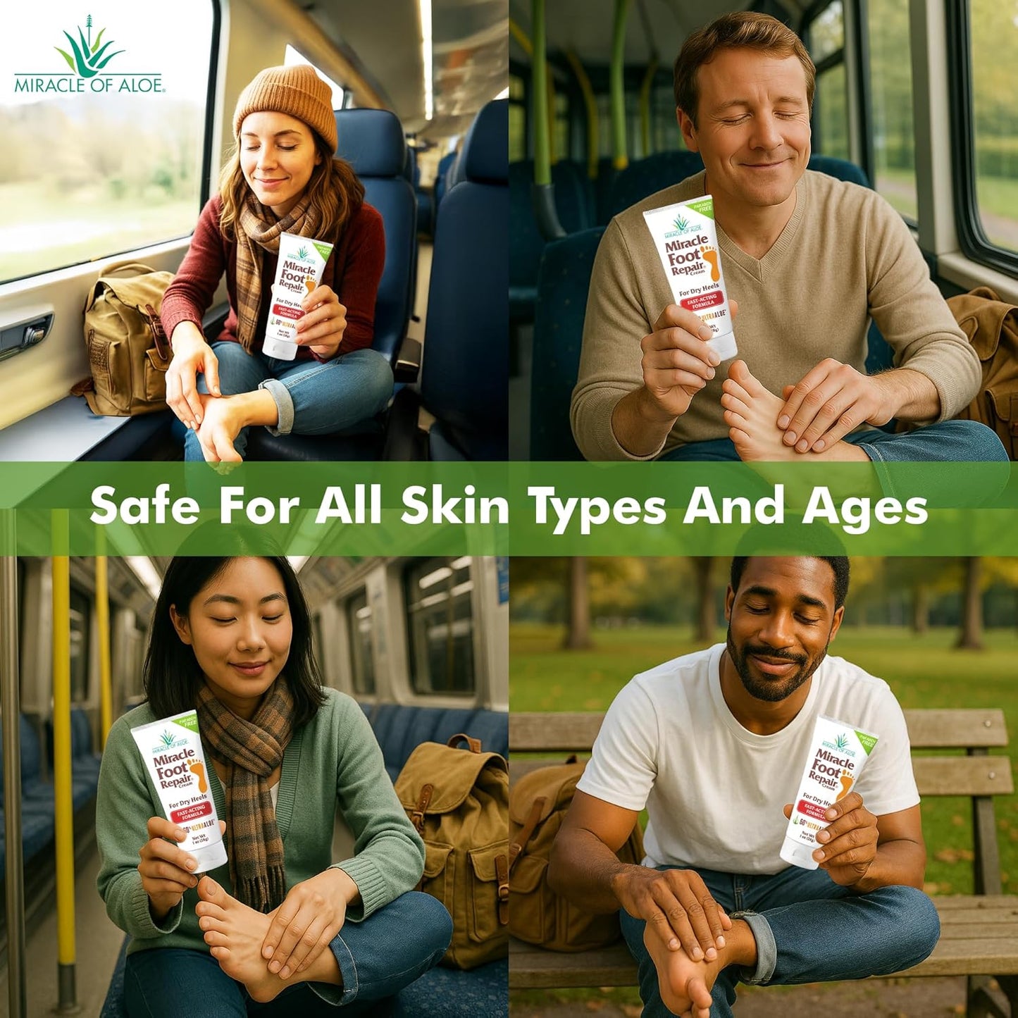 Miracle Foot Repair Cream (1 oz / 12 Pack) Repairs Dry Cracked Heels and Feet, 60% Pure Ultra Aloe Moisturizes, Softens, and Repairs