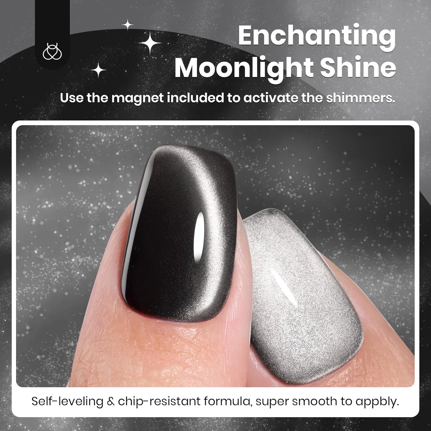 Beetles Black Cat Eye Gel Polish, 15ML Black Glass Cat Eye Glitter Gel Polish with Magnet Shimmer Translucent Sheer Color Soak Off UV Midnight Sands Series French Nail Art Dsign Gift for Women