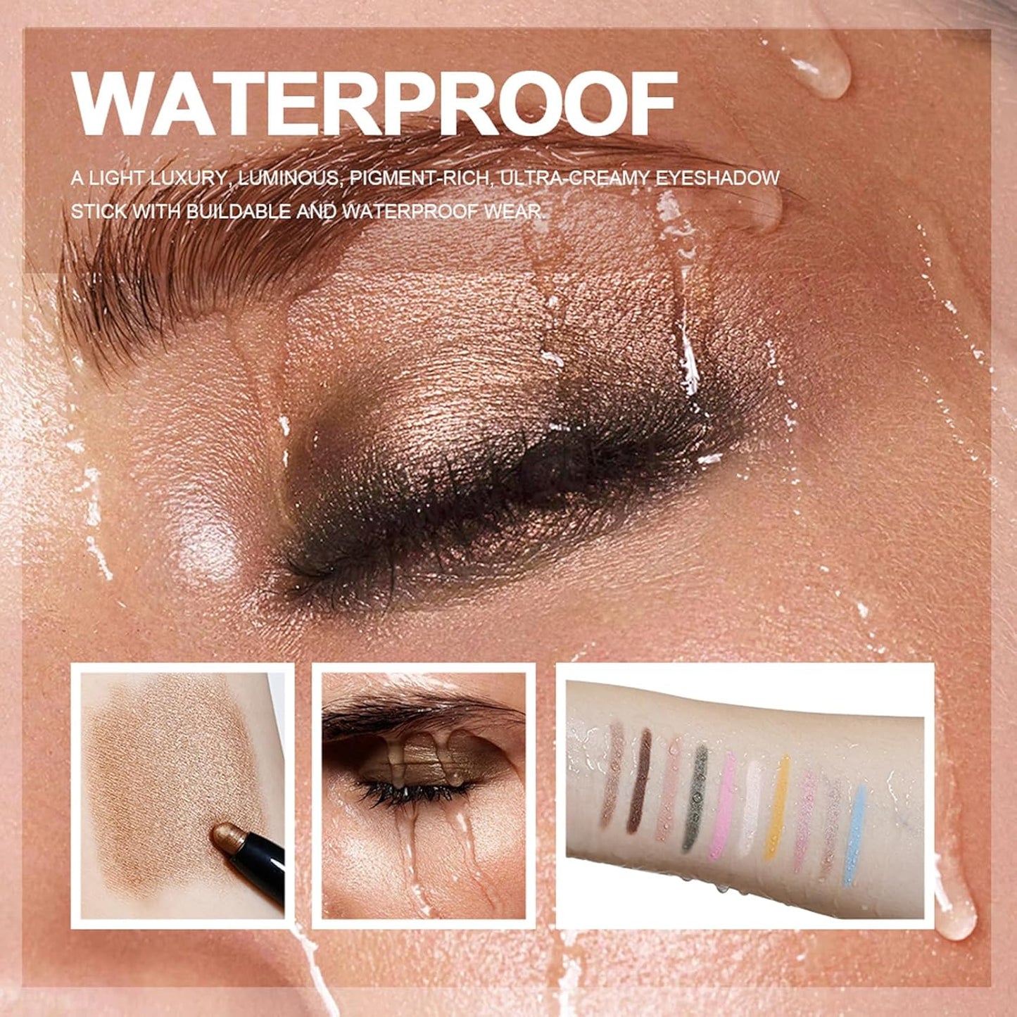 Eyeshadow Stick, Shimmer and Matte Cream Eye Shadow Brightener Sticks Eyeliner Pencil Crayon, Waterproof Long Lasting Eye Highlighter Stick Makeup,0.056 Oz(Matte)