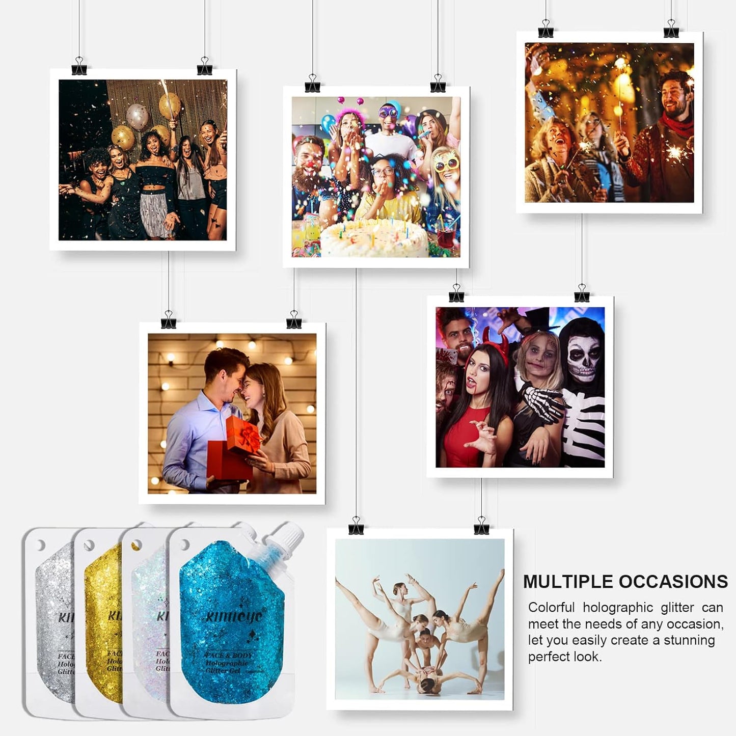 Holographic Face Glitter Gel Body Shimmer Makeup for for Hair, Face, Clavicle, Arm, Nail, Eyeshadow, Long Lasting Waterproof Mermaid Sequins Party Glitter for Rave Festival, 1.35oz (Peach #1)