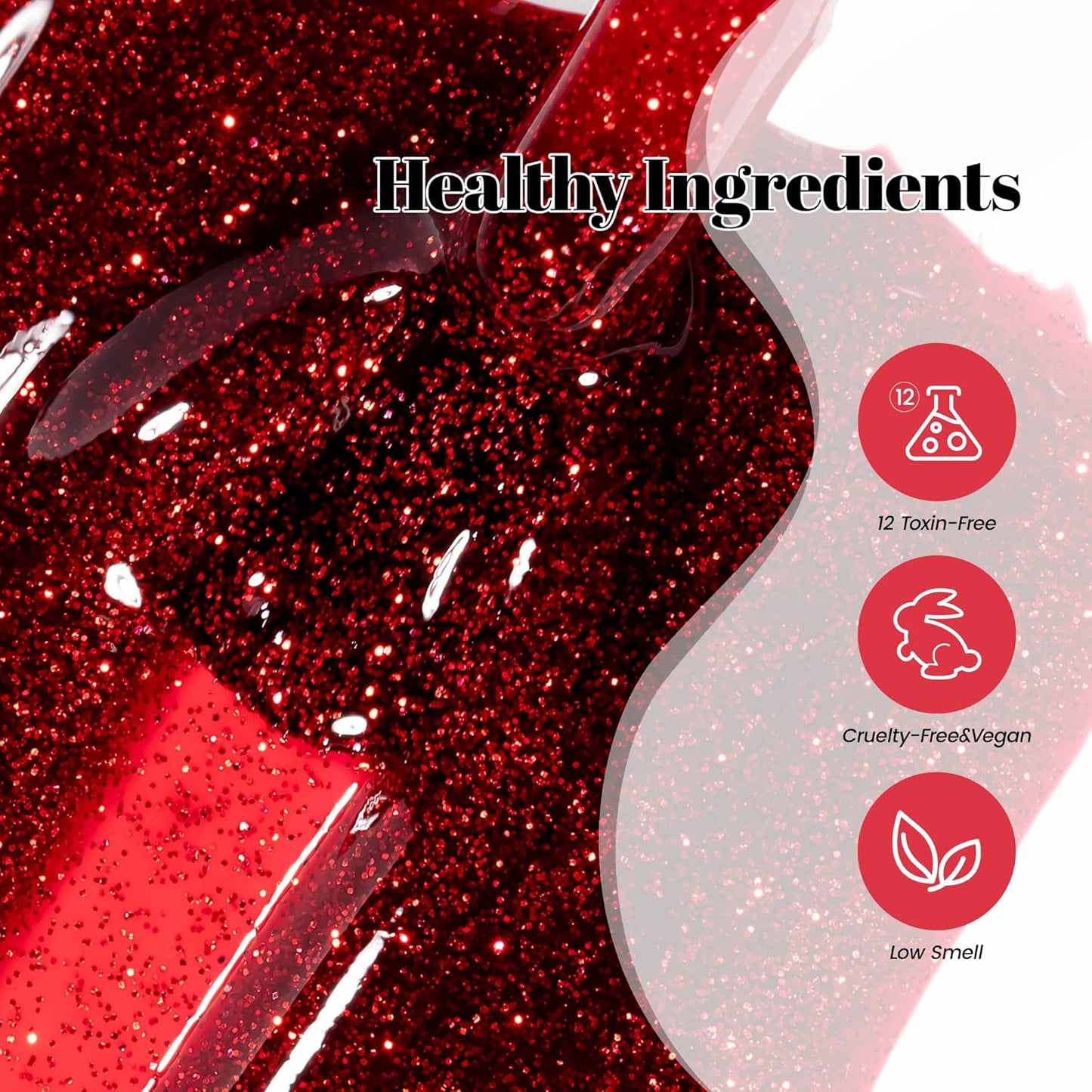 YTD Likomey Gel Nail Polish,15ml Red Glitter Nails Gel,Fall Winter Shiny Sparkly Salon Home DIY Manicure UV Color Varnish,SF440