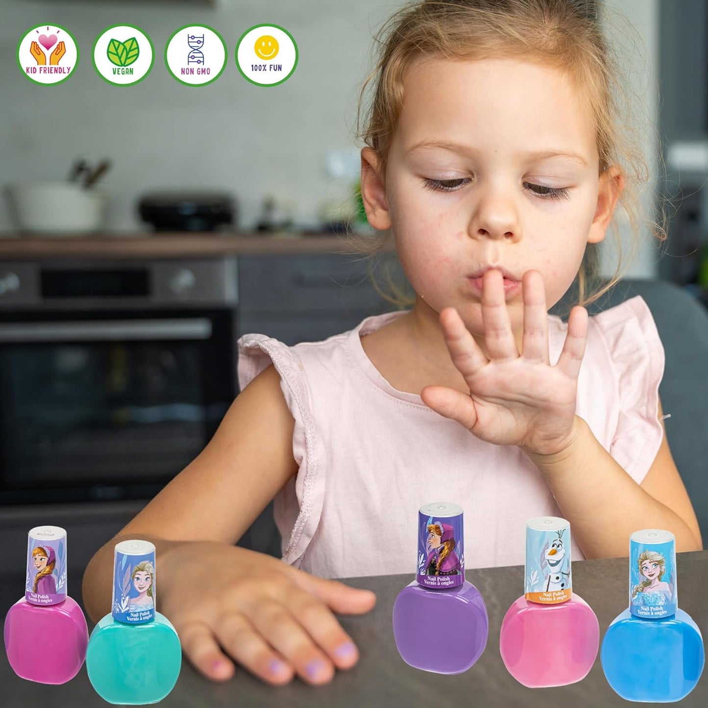 Disney Frozen 2 - Townley Girl Super Sparkly Cosmetic Makeup Set for Girls with Lip Gloss Nail Polish Nail Stickers - 11 Pcs|Perfect for Parties Sleepovers Makeovers| Birthday Gift for Girls 3 Yrs+