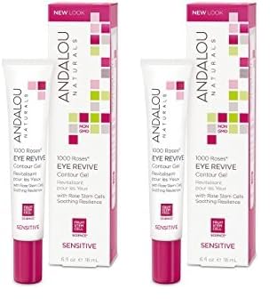 Andalou Naturals 1000 Roses Eye Revive Contour Gel, pomegranate,rose, 0.6 Fl Oz (Pack of 2)