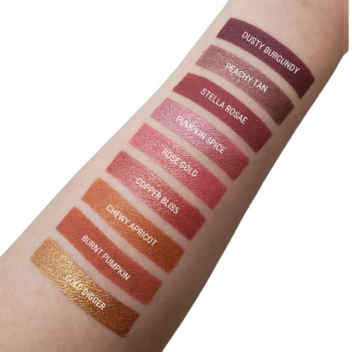 Aromi Burnt Pumpkin Metallic Liquid Lipstick | Orange Gold Lip Color with Shimmery Finish, Vegan, Cruelty-free, Long-lasting, Waterproof (Chewy Apricot)