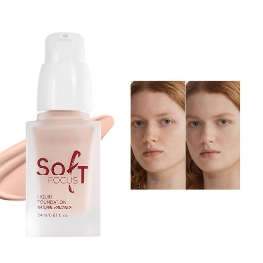 Soft Focus Liquid Concealer Foundation, Moisturizing High Coverage Liquid Foundation, Waterproof Long Lasting 24 HR Oil Control Foundation, Matte Lightweight Liquid Concealer for Women, 01