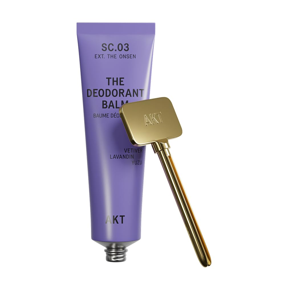 AKT, THE DEODORANT BALM. Award winning, multi-use, natural deodorant. Plastic Free. Gender Free. Aluminium Free. 100% effective — 1 tube lasts up to 3 months.SC.03 THE ONSEN. 50ml/1.76 FL.OZ