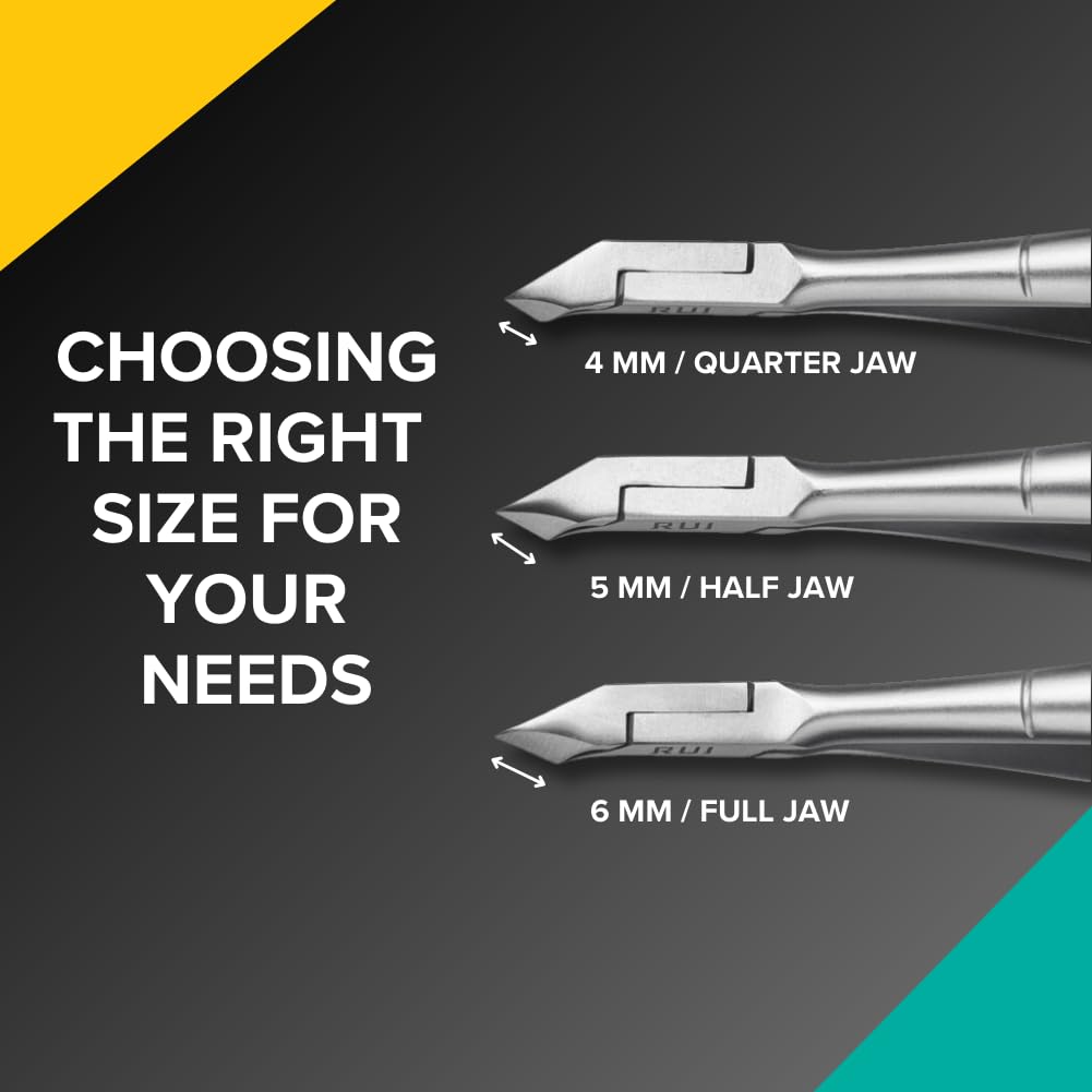 Rui Smiths Professional Cuticle Nippers | Precision Surgical-Grade Stainless Steel Cuticle Trimmer, French Handle, Double Spring, 4mm Jaw (Quarter Jaw)