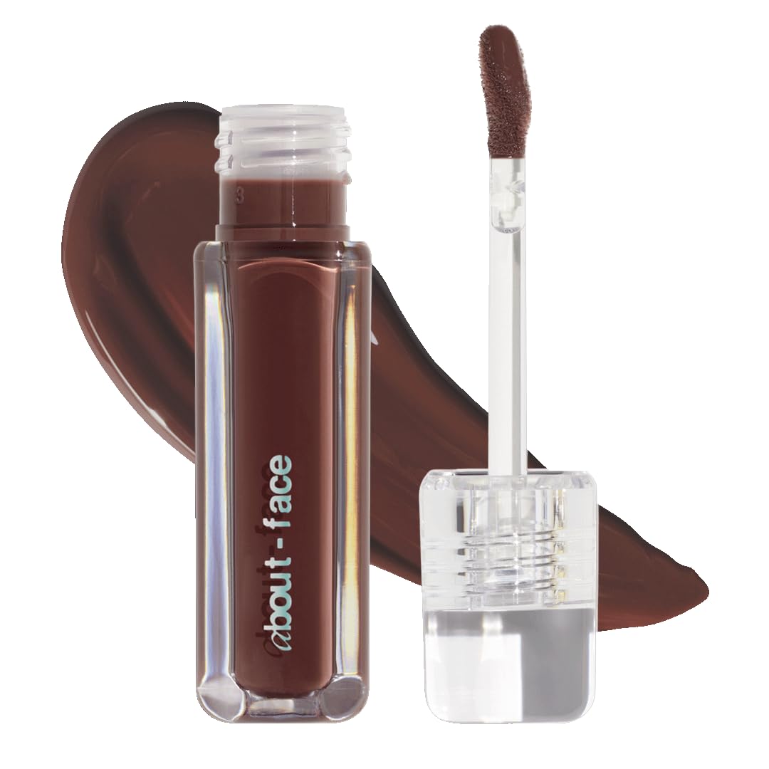 about-face Light Lock Lip Gloss Scorcher – Non-Sticky, High-Shine Lip Oil Gloss with Coconut Oil, Peppermint & Lavender – Vegan, Cruelty-Free, Clean Beauty – 0.21 oz (Cinnamon)