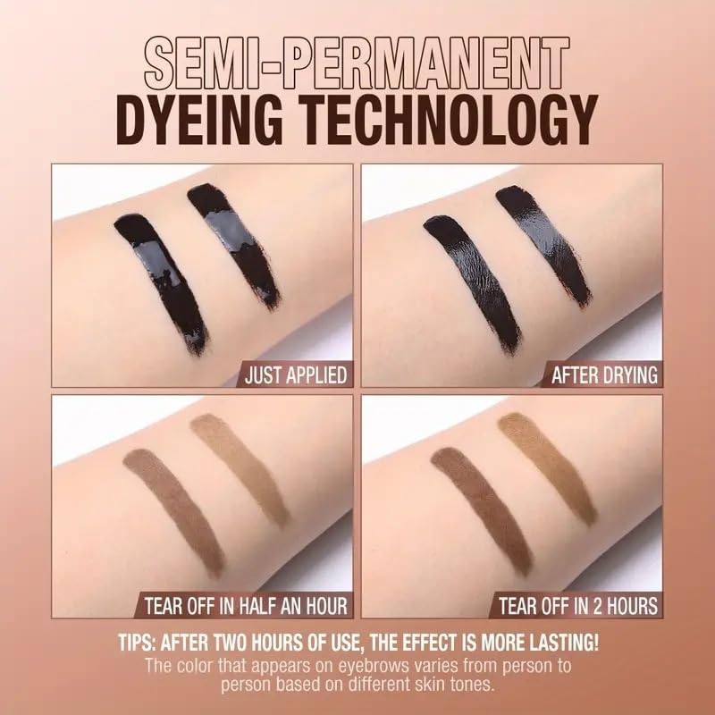 Tattoo Eyebrow Gel Easy Peel Off, Peel Off Eyebrow Tint, Easy Peel off Eyebrow Gel, Peel Off Eyebrow Tint, Waterproof & Sweatproof for All Skin Types (#1 Light Brown +#3 Dark Brown)