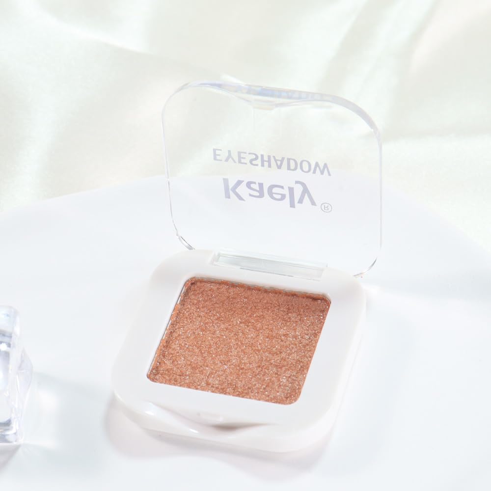 Kaely Pressed Single Eyeshadow Makeup, Champagne Gold Sparkle Highly Pigmented Monochrome Eye Shadow Palette, Waterproof Neutral Powder Mini Eyeshadow, sombras para ojos, Lightweight Blendable, 01