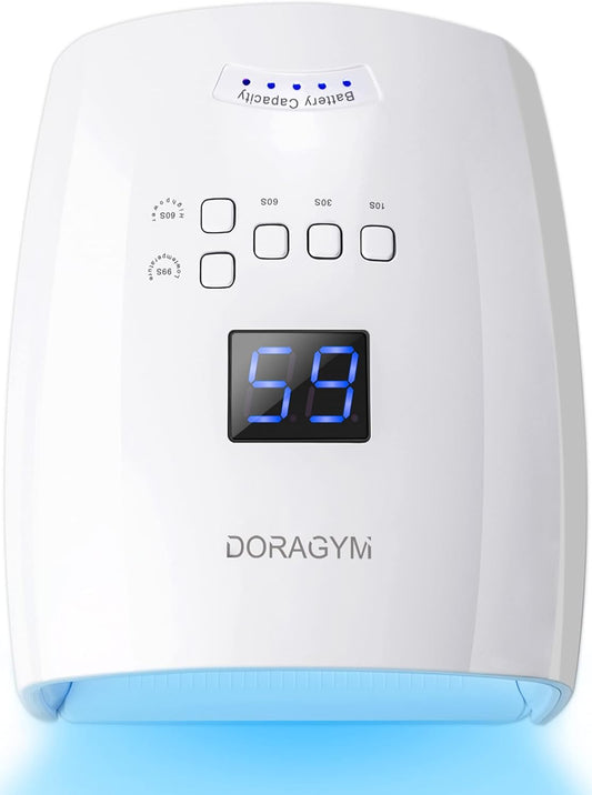 Rechargeable UV LED Nail Lamp, 66W Cordless UV Light for Gel Nails, Professional Gel Nail Light, Nail Dryer Nail Art Manicure Tools for Home and Salon(White)